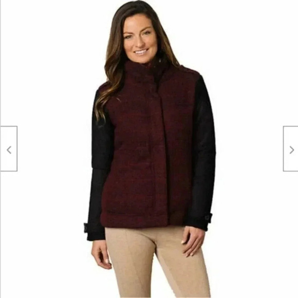 prAna Size XS Women's Wool Convertible Red Windowpane Caprise Jacket Coat New! - Picture 4 of 9
